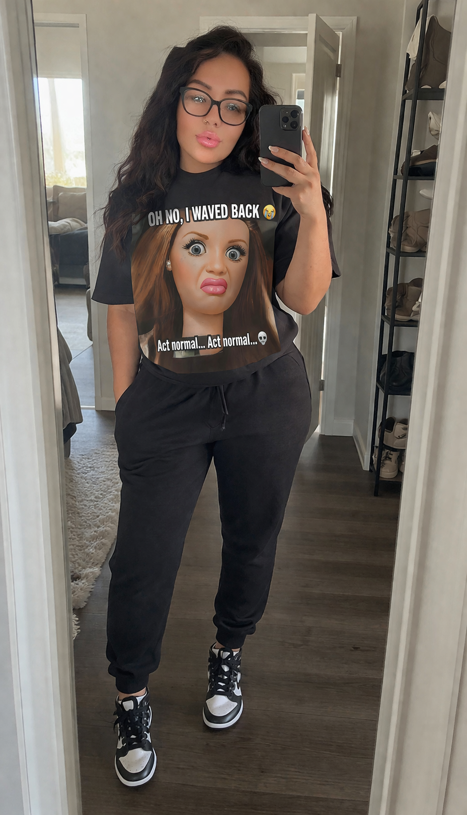 Funny Graphic T-Shirt — "Oh No, I Waved Back" Act Normal…. Act Normal….